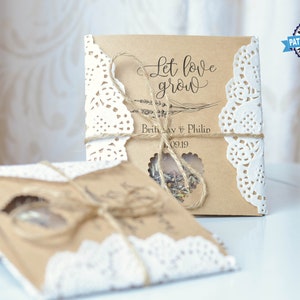 Let Love Grow, Personalized Wedding Seed Favor, favor pack, Bridal Party favor, Vintage seed pack, wedding reception favor ©copyright