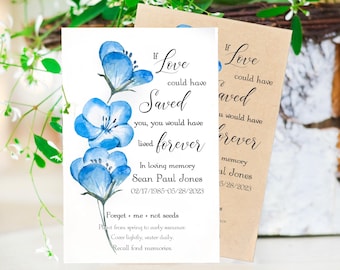 Forget-Me-Not Memorial Seed Packets • Personalized Funeral Favors For Guests • Remembrance Token • 0028
