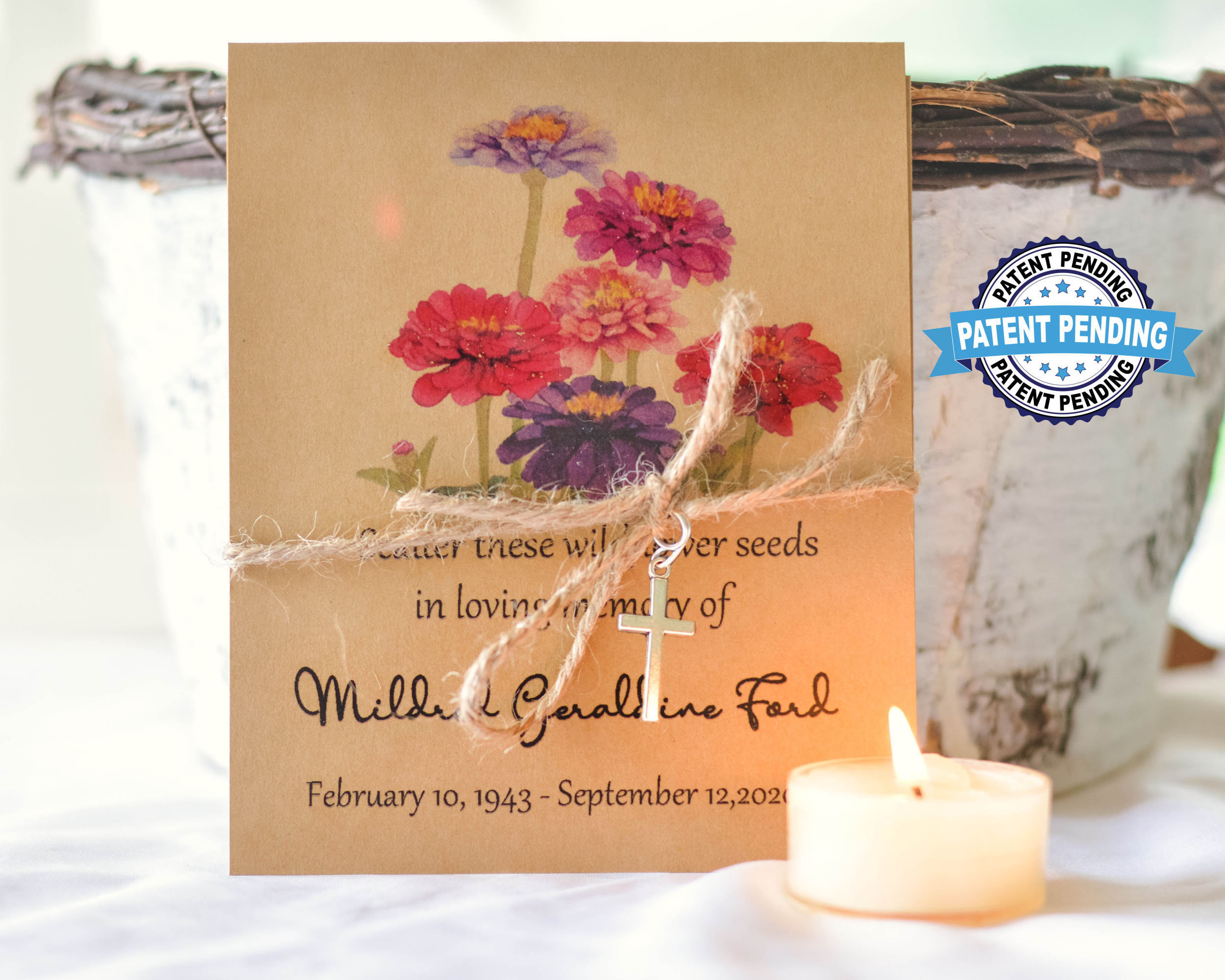 Beautiful Sympathy Card - "A Wonderful Life Leaves Behind Seeds" Condolences Message