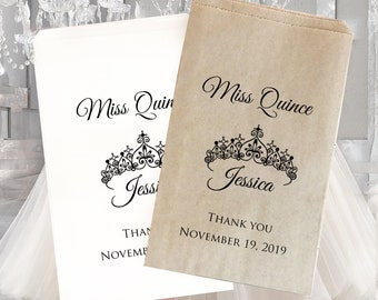 Quinceanera Party Favors | Quinceanera Party | Quinceanera Candy Bags| Personalized  bags | Sweet 16 or 15 5&quot; x 7&quot;