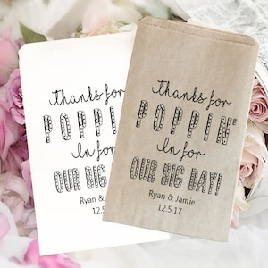 Wedding Popcorn Bags, Wedding Favor Bags, Party Favor Bags, Popcorn Bar bags, Personalized Popcorn Bags, 5 x 7 inches