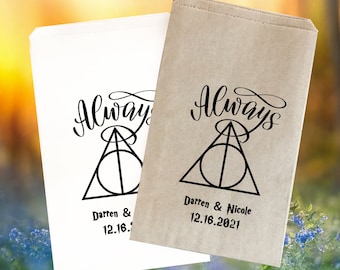 Wizard wedding favor bags, personalized potter, candy bags, pop corn bags wizard Always, magic wedding, magical, wizarding favors