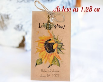 Sunflower Seed Packet Wedding Favors, Let Love Grow, Wedding Reception Favors, Sunflower Wedding Decorations, Sunflower Seed Packets