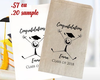 Graduation treat bag | graduation favor bag  | Kraft favor bags | Graduation popcorn  | Personalized graduation bag 5" x 7"