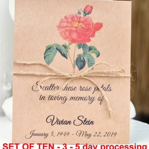 Funeral favor rose memorial seed pack Funeral  Celebration of life  flower seed packet  Condolence gift Seed pack  Rustic memorial Respite