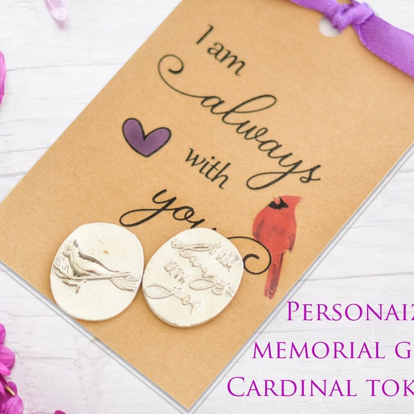 Memorial Gift, Cardinal Memorial Token, Funeral favor, Personalized Sympathy Gift, Celebration Of Life, Wedding Memorial