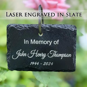 Personalized Memorial Plant Marker, Laser Engraved Slate, Sealed With Clear UV Protectant, Custom Memorial Garden Marker, Stainless Steel