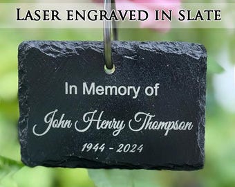 Laser Engraved Slate Plant Marker, Custom Memorial Garden Marker, Sealed With Clear UV Protectant