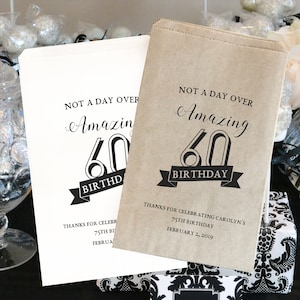 75th Birthday Treat Bag, 60th Favor Bag,  Kraft favor bags, Personalized Party Favor Bags, Cookie Bags, Candy Bags, Popcorn Bags, ANY AGE