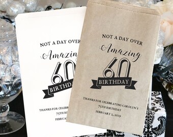75th Birthday Favor Bags, 60th, 50th, Personalized 90th Party Gift Bags, ANY AGE