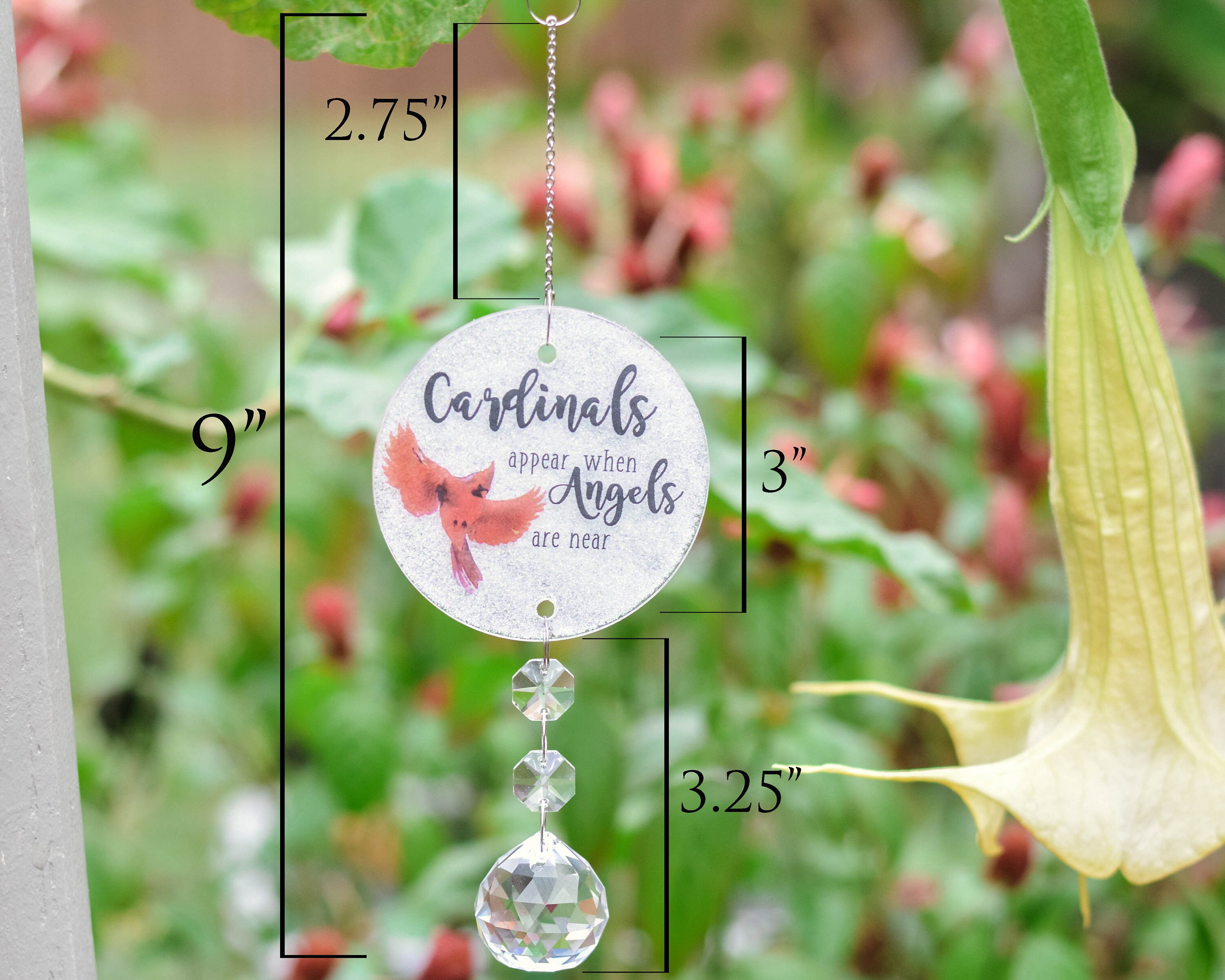 Cardinal crystal suncatcher sympathy gift garden prism Etsy