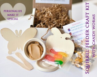 Kids Craft kit birthday gift Squirrel feeder, kids, adults, Birthday craft kit, Craft activity kit, on sale,  personalize, SALE LOW SHIP