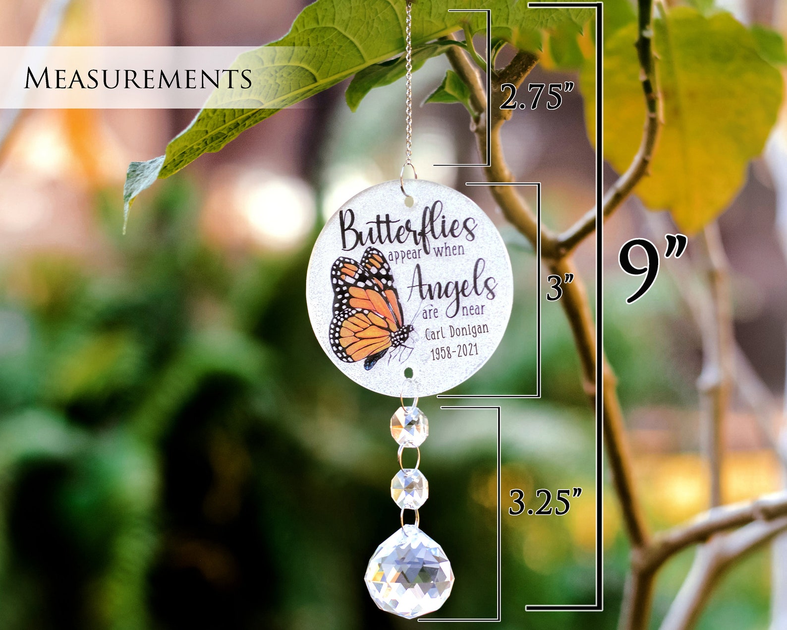 Butterfly sympathy gift crystal suncatcher memory garden gift Etsy