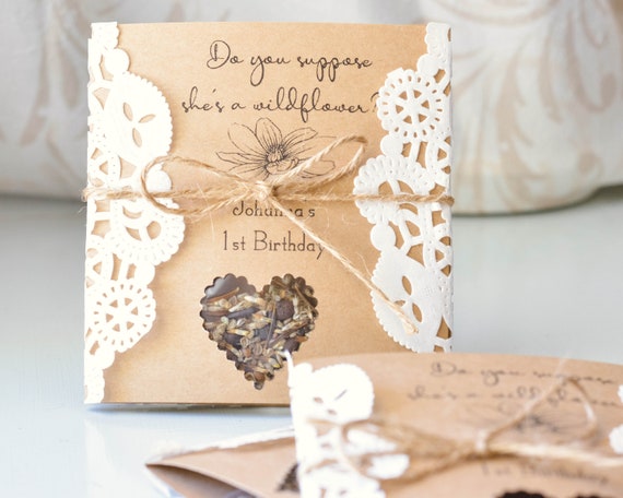 Wildflower Birthday Seed Packet Favors, Personalized Do You Suppose She's A WIldflower? Wild One Onederland