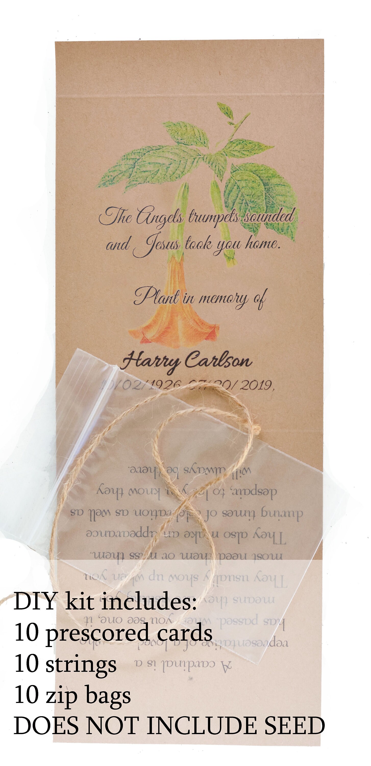 Trumpet Flower Funeral Memorial Seeds Funeral Favor Etsy