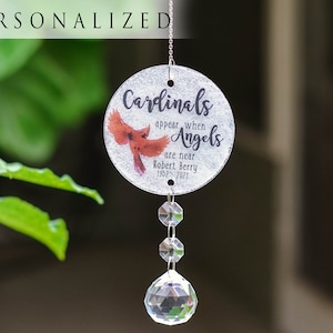 Cardinal Memorial Crystal Suncatcher, Symapthy Gift, Personalized Remembrance Token