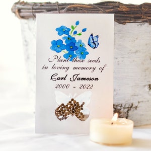 Forget Me Not Memorial Seed Packet Funeral Favor, Sympathy Gift, Celebration Of Life, Memorial Keepsake, peek a boo window, 0055
