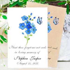 Forget Me Not Seed Packet Funeral Favors, Memorial Gift For Guests, Personalized Memorial Token, E001