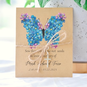 Personalized Forget Me Not Funeral Favors With Butterfly, Memorial Seed Packets, Remembrance Gifts, 0023