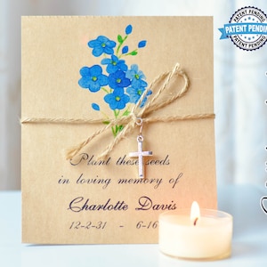 No me olvides, obsequio de recuerdo funerario, paquete de semillas conmemorativas, celebración de la vida, obsequio de recuerdo, obsequio de condolencia, personalizado