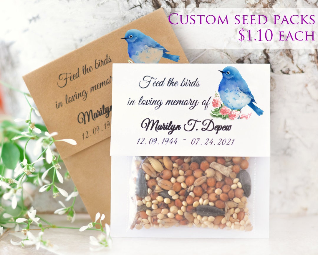 Personalized Funeral Favors, Memorial Seed Packs, Celebration of Life, Sympathy Gift, Memorial