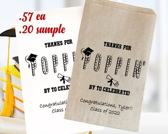 Graduation Poppin' popcorn bag, thanks for POPPIN in Graduation party favor bag, popcorn bag, personalized favor bag