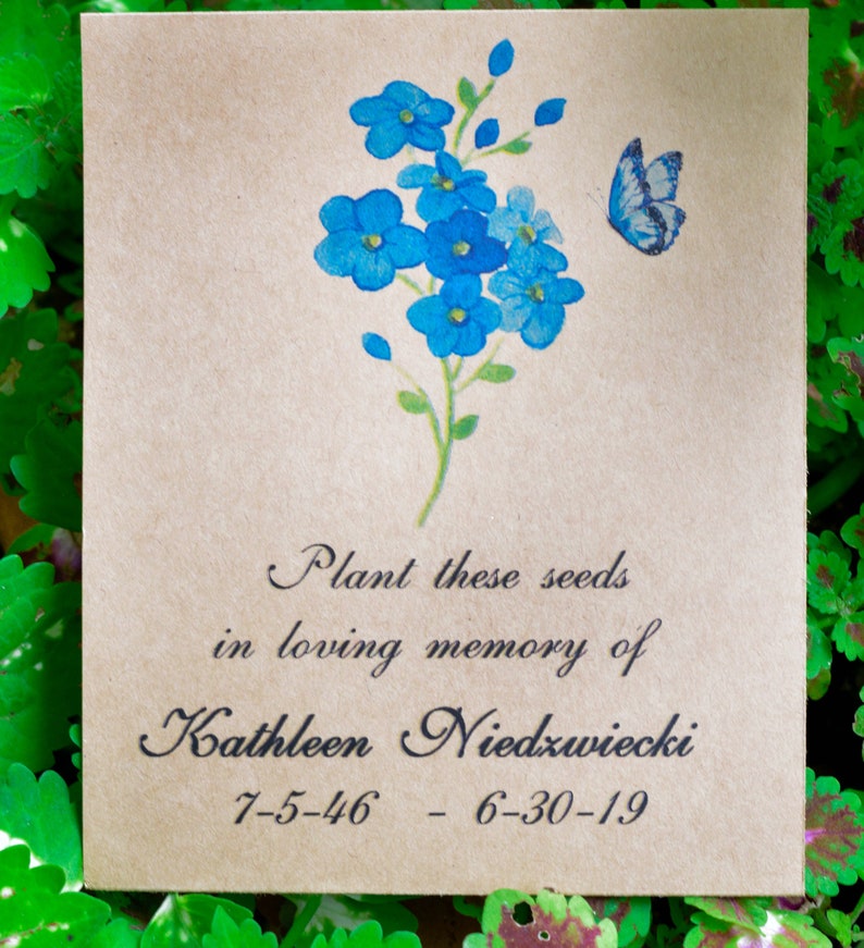 Funeral favor forget me not memorial seeds Celebration of life | Etsy