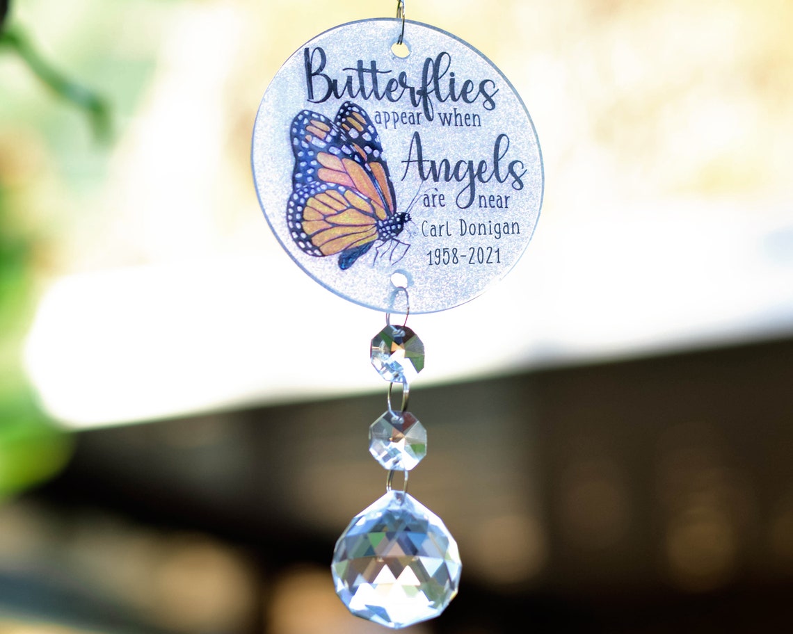 Butterfly sympathy gift crystal suncatcher memory garden gift Etsy