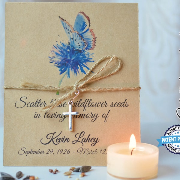 Butterfly Memorial Seed Pack, Funeral Favor, Celebration of Life, Flower Seed Packet, Sympathy Gift gift, Personalized Gift, 0032