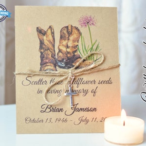 Cowboy Memorial Gift, Memorial Seed Pack, Funeral Favor,  Celebration of Life Gift, Western Memorial Keepsake, Sympathy Gift, 0029