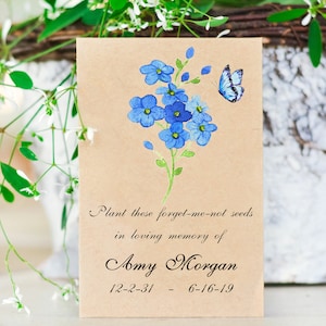 Forget Me Not, Memorial Gift, Memorial Seed Pack, Funeral Favor, In Loving Memory Of, Sympathy Gift, Personalized Memorial Keepsake, E001