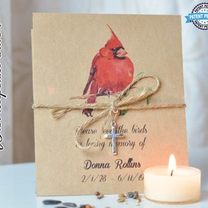 Memorial Seed Packets, Funeral Seed Favor, Feed The Birds, Cardinal Funeral Gift, Celebration Of Life, Remembrance Gift, 0018