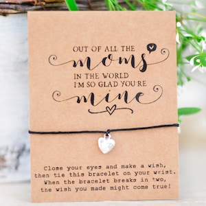 Mother&#39;s Day gift bracelet, Mother&#39;s Day card, wish bracelet, Mom card, Mom gift, super LOW shipping