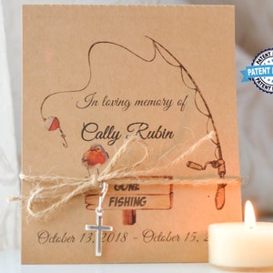 Memorial Seed Pack, FISHING Memorial Gift, Bird Seed Pack, Celebration of Life, Personalized Funeral Favor, Memorial Keepsake