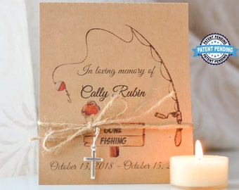 Birdseed Packet Funeral Favors: FISHING Memorial Gifts, Persoanlized Celebration of Life Keepsakes