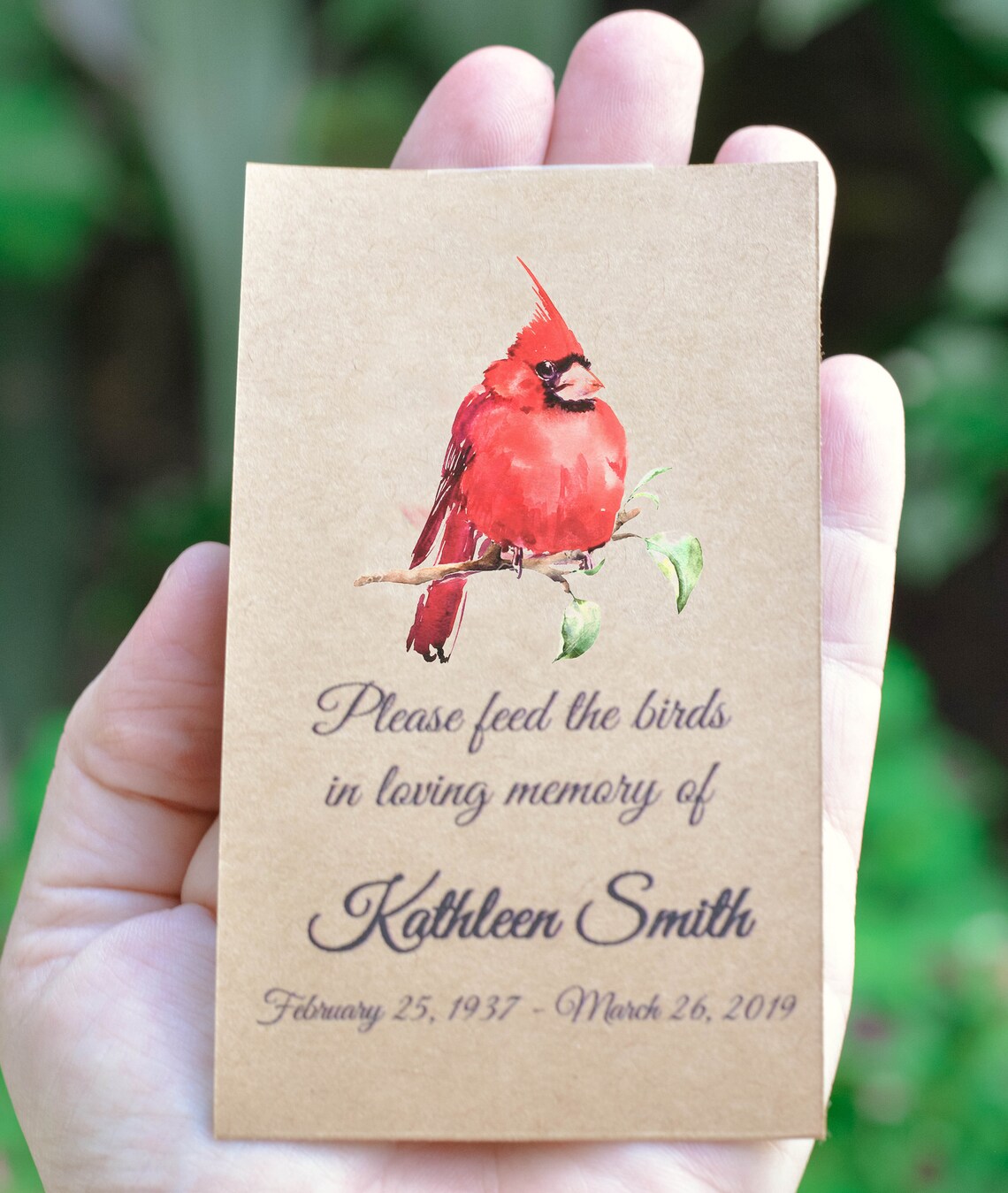 Cardinal memorial seed packs sympathy gift funeral favor Etsy