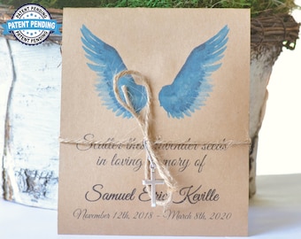 Angel wings funeral favor memorial seeds | Funeral favor | Celebration of life | Condolence gift | seed card |   Personalized