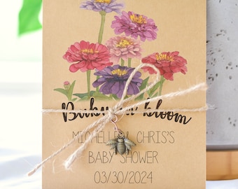 Floral Baby Shower Seed Packet Favor, Baby Shower Favors, Wildflower Seed Packet, Baby Sprinkle, Eco Friendly, Personalized Favors, 0052