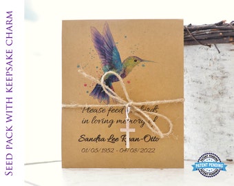 Celebration Of Life Gifts, Memorial Seed Pack, Funeral Favors,  Bird Seed Packet, Hummingbird Memorial Gifts for guests, Sympathy Gift 0016