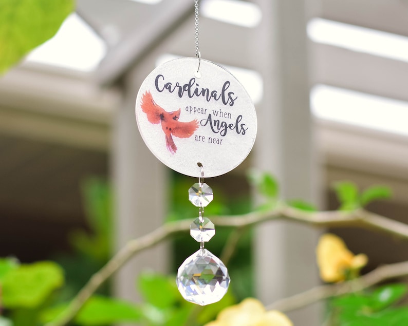 Cardinal crystal suncatcher sympathy gift garden prism Etsy Nederland