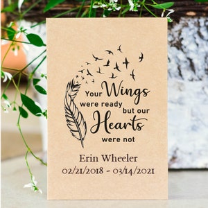 Funeral Favor, Memorial Seed Packs, Celebration Of Life, Wildflower Seed Packs, In Loving Memory, Sympathy Gift, Angel Wings Memorial