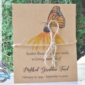 Memorial Seed Packets, Funeral Favor Wildflower Seed Packet, Remembrance gift, Celebration of life,  Personalized Gifts for Guests, 0024