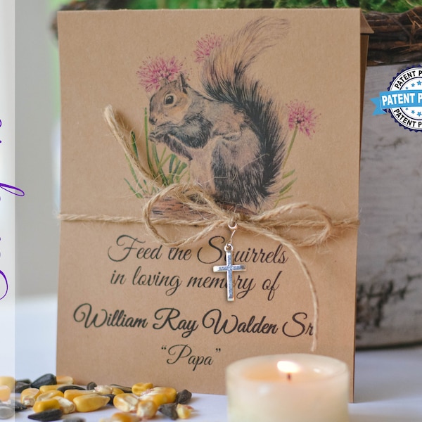 Funeral Favor, Memorial Favor, Feed The Squirrels Memorial Gift, Celebration of Life, Squirrel Food Packet, In Loving Memory