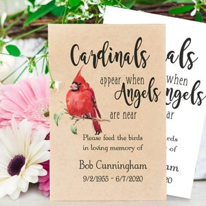 Cardinal Memorial Seeds, Birdseed Pack, Funeral Favor, Celebration of Life, In Loving Memory, Personalized Sympathy, Bereavement Gift