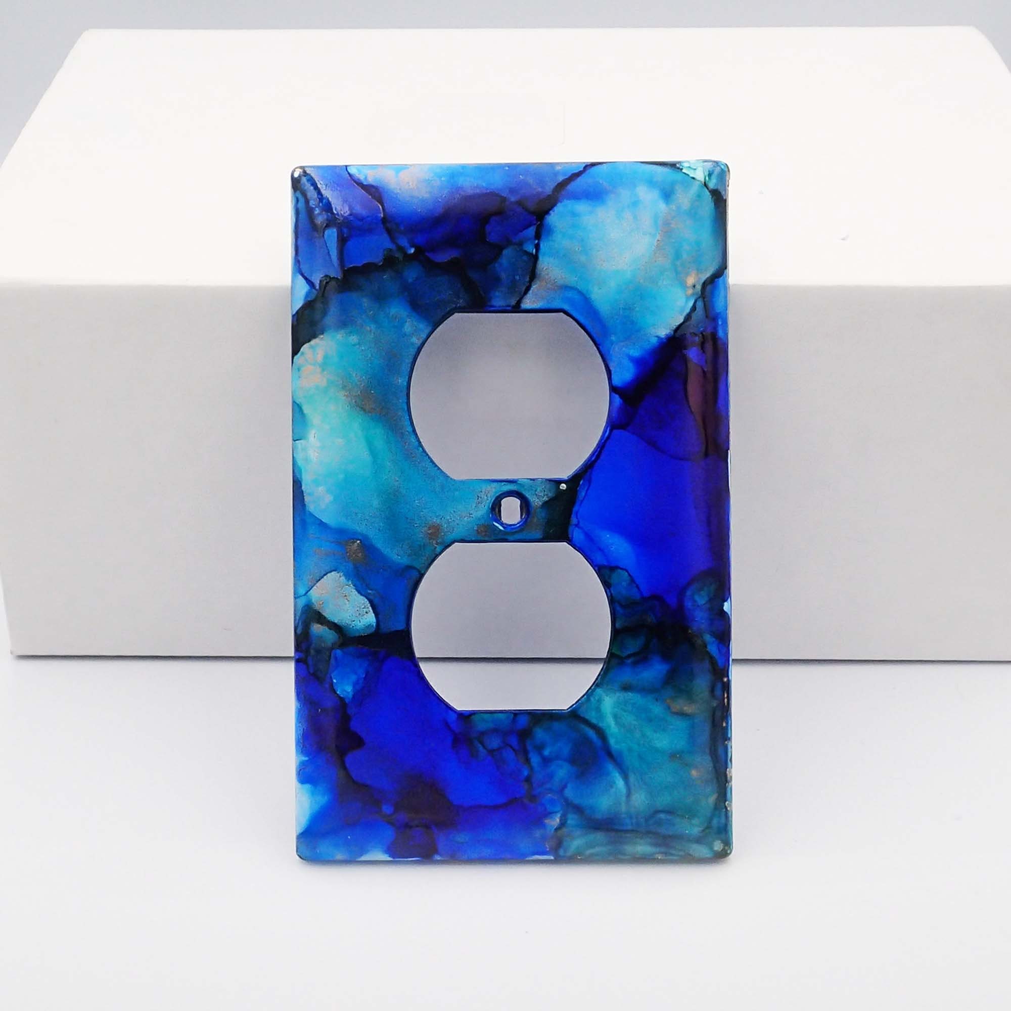 Switchplates Alcohol Ink Painted Double Outlet Cover Wall Decor Outlet