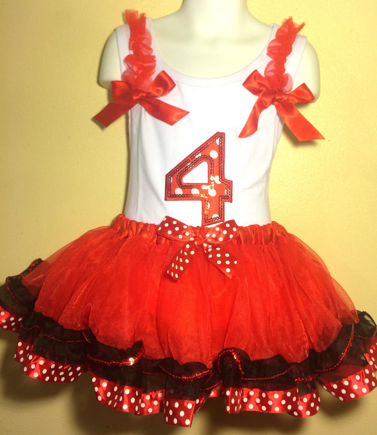 Minnie Mouse Birthday Dress 4 year old RED Girl Baby Toddler | Etsy