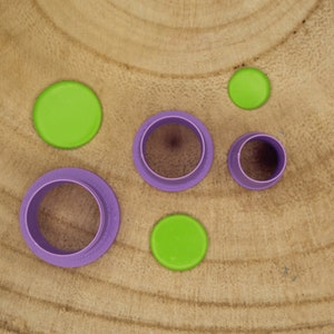 Trio of round cookie cutters for polymer clay