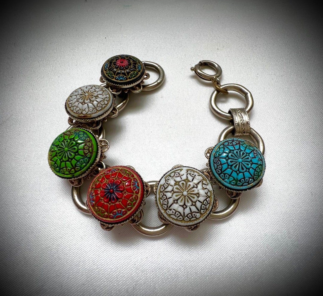 Art Deco Czech Glass Moroccan Style Bracelet - Etsy
