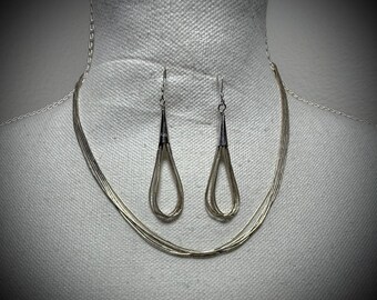 Navajo Liquid Sterling Silver Necklace & Earrings Set