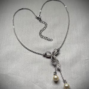 Nolan Miller Faux Pearl & Rhinestone Pendant Necklace